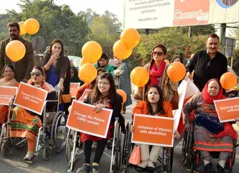 A rally in Pakistan highlights how women with disabilities can be vulnerable to violence and discrimination. Photo: UN Women/Asfandyar Khan